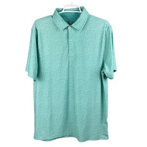 Hickey Freeman Men's Golf Polo Shirt Medium Floral‎ Print Green